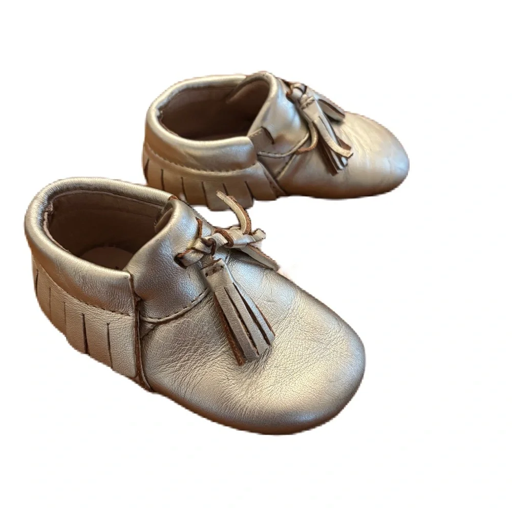 Old Soles Bambini Toggle Toddler Shoes Metallic Gold Fringe Size 9-12 Months